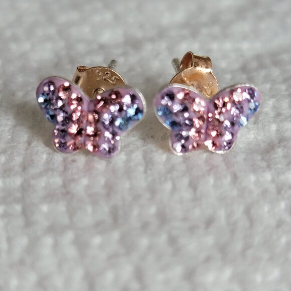 Charming Girl Crystal Butterfly Stud Earrings - Picture 2 of 3